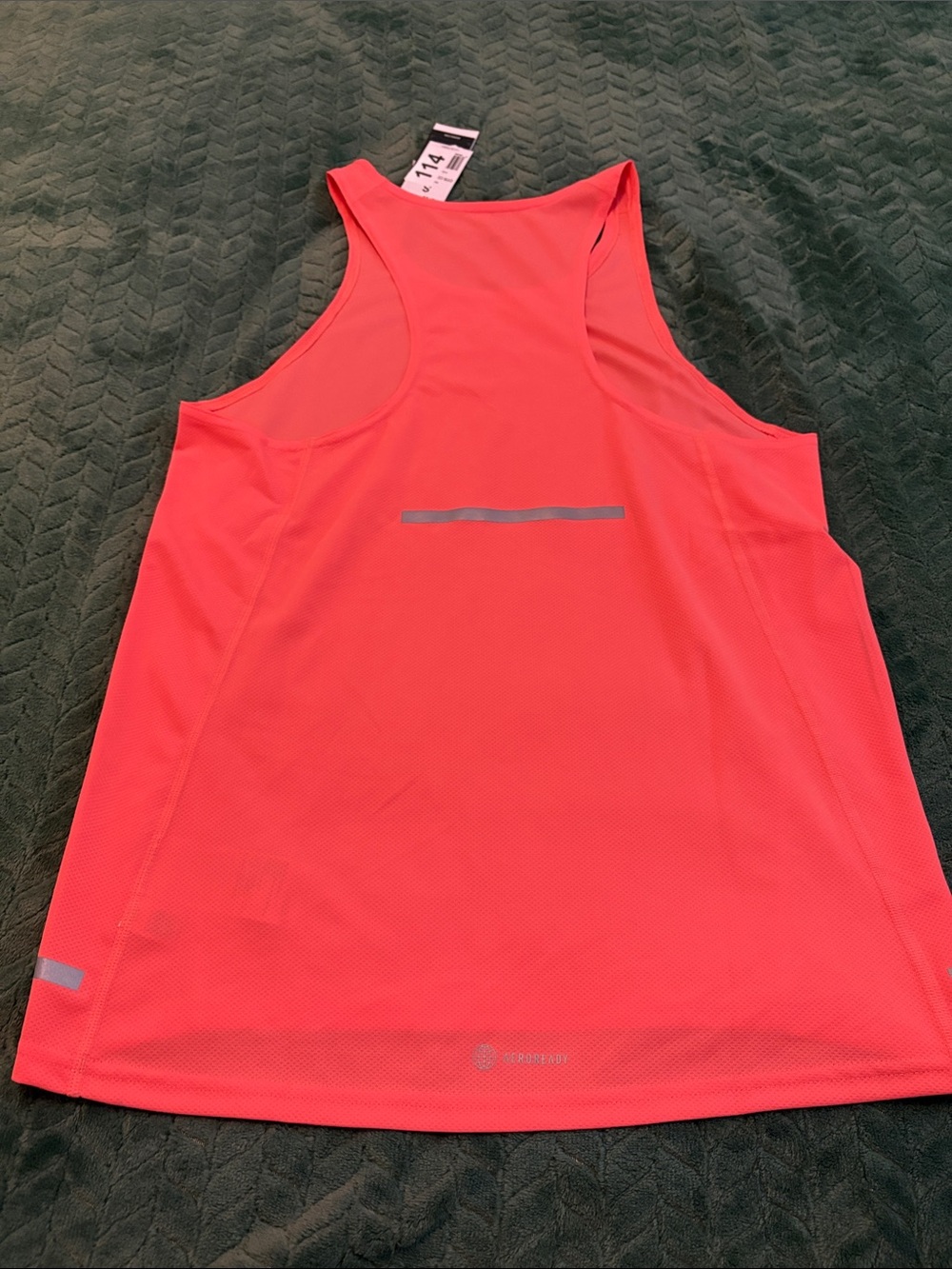 Adidas Aeroready Tank Top Racerback Reflective Peach Orange S Slim Fit NWT - Picture 3 of 7